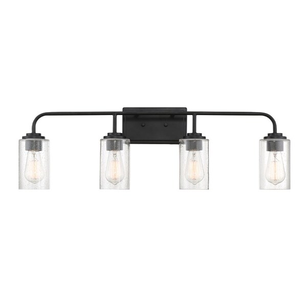 Designers Fountain Logan 32in 4-Light Matte Black Transitional Indoor Wall Sconce with Clear Seedy Glass Shades 96404-MB - main